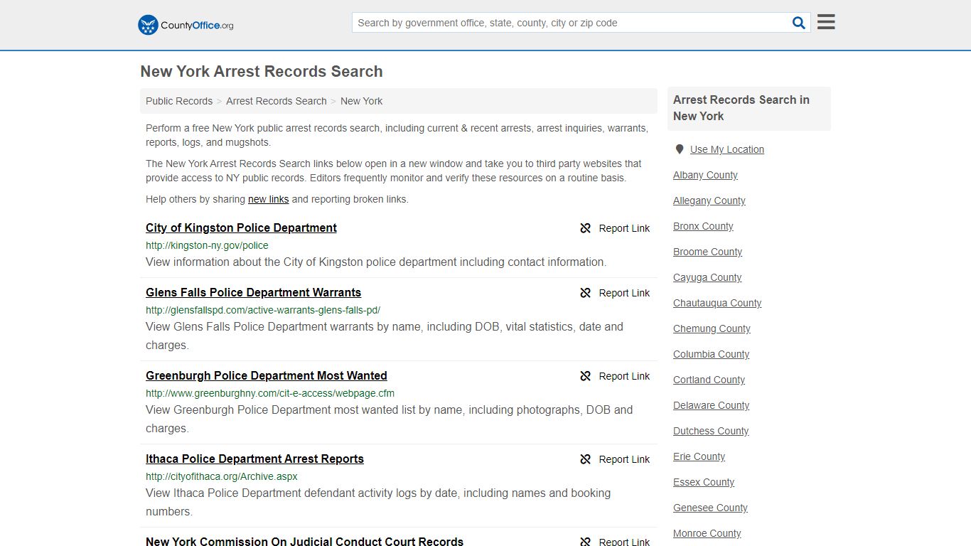 Arrest Records Search - New York (Arrests & Mugshots) - County Office
